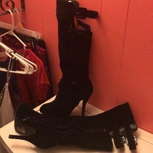 High heel black boots